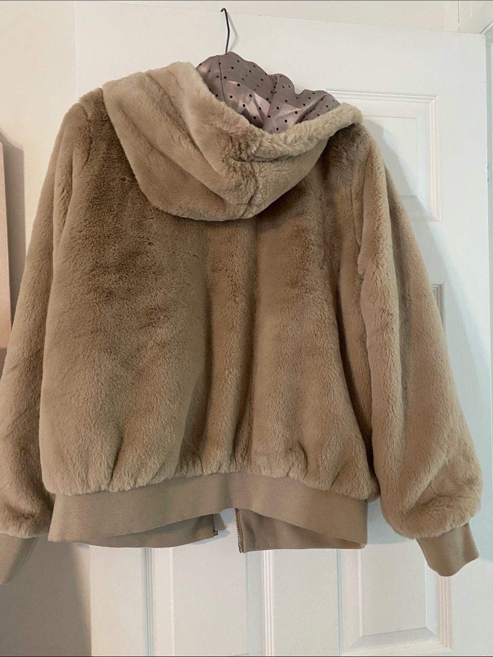 Ashley By 26 International Plush Hooded Teddy Coat in Light Taupe - Picture 6 of 7